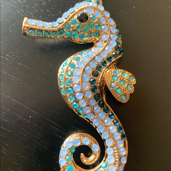 Rhinestone Seahorse Bag Charm / Keychains Pink OR Blue - Picture 4 of 8